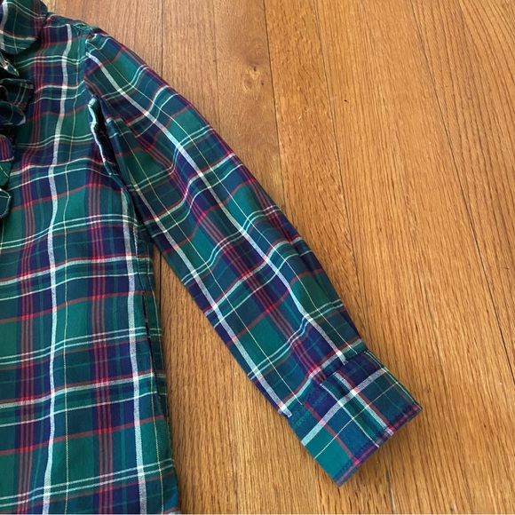 Ralph Lauren Classic Flannel Ruffles Long-Cuff Sleeves Shirtdress - Picture 4 of 9